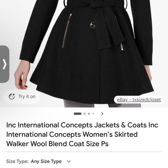 I.N.C International Concepts jackets and coats Women’s skirted Walker wool Coat - Picture 4 of 5